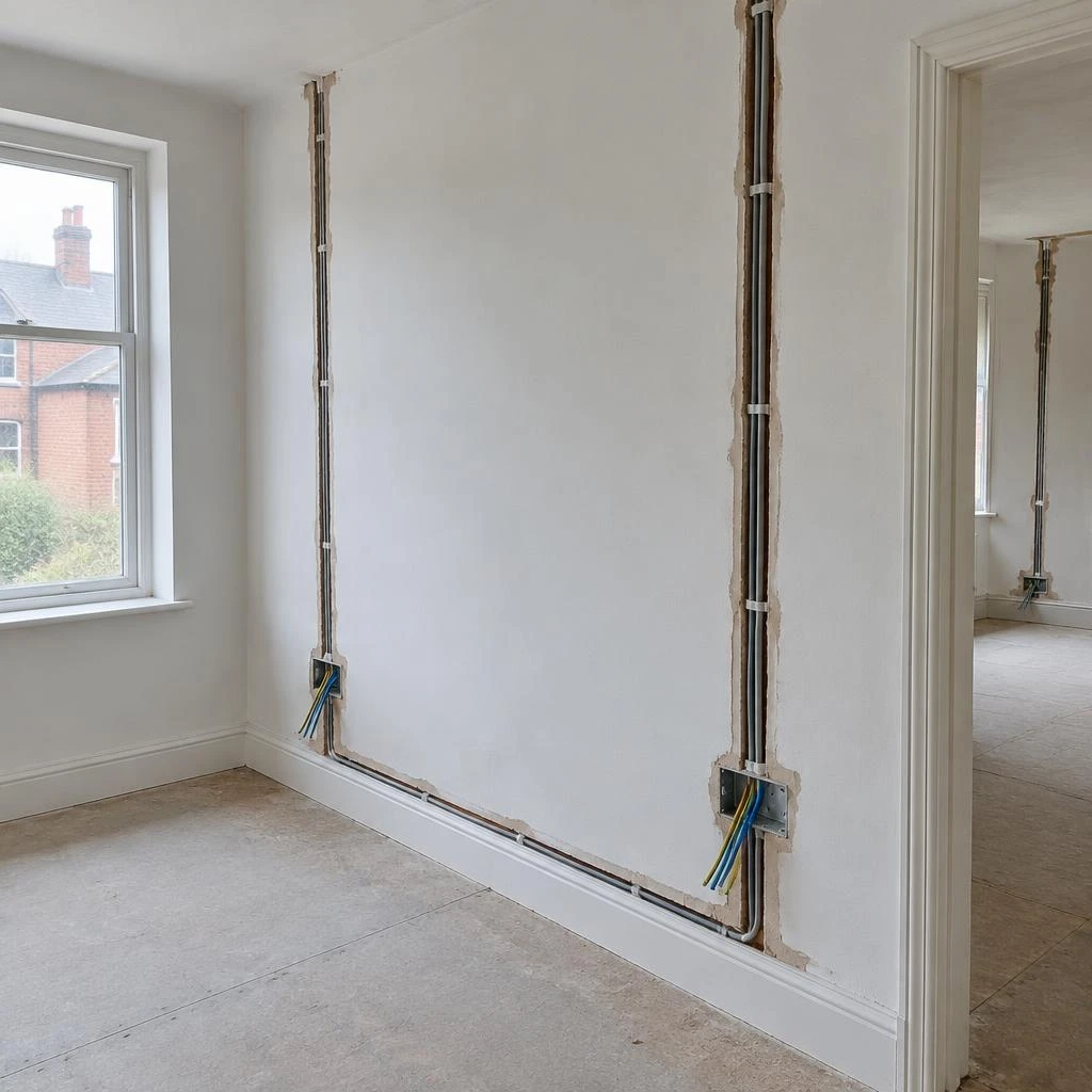 Electrical cable routes and socket back boxes during a house renovation